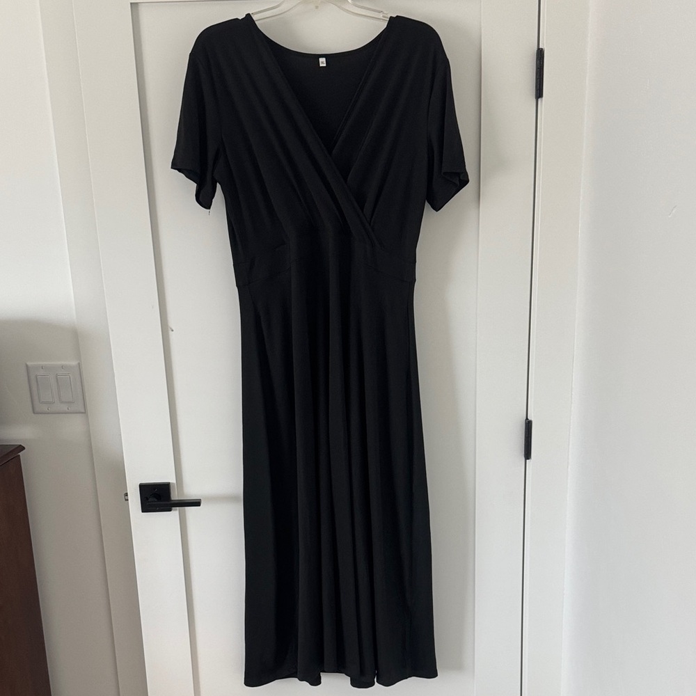 Women's Black Wrap-Style Maxi Dress